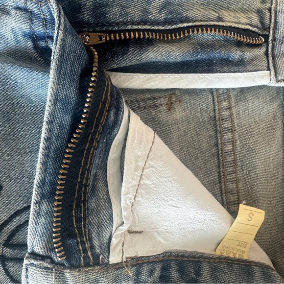 Blue Chanel Denim Jean Shorts with Distressed Hem and Logo Design - Picture 6 of 8